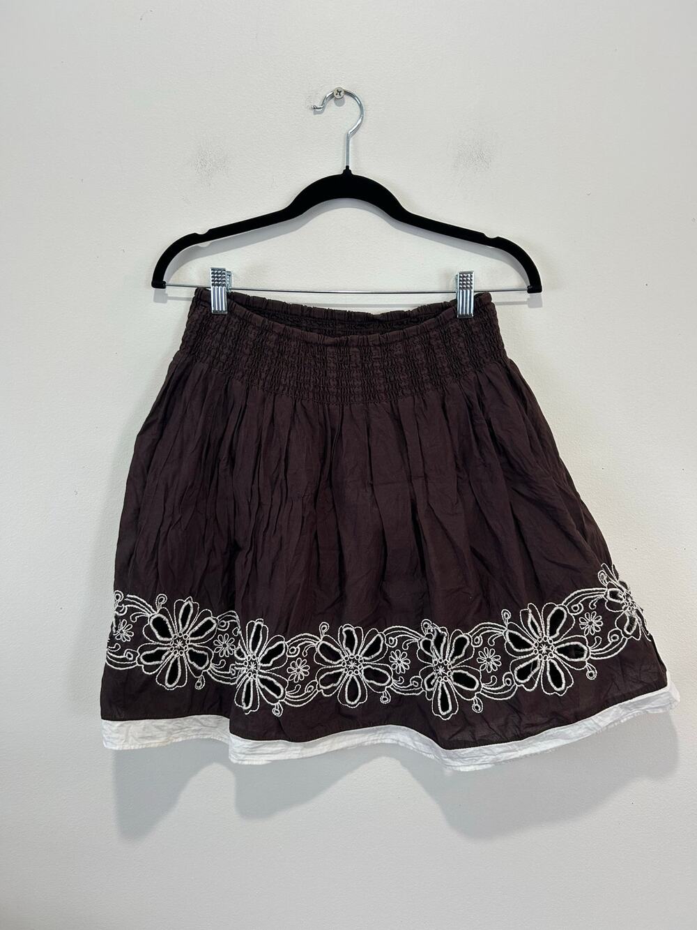 Joe Benbasset y2k brown skirt size M embroidery lined pleated boho